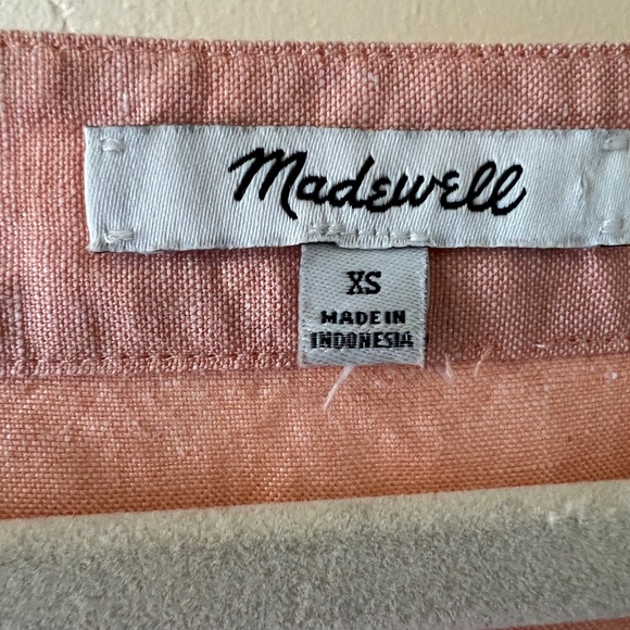 Madewell Linen Blend Allie Babydoll Mini Dress Peach Square Neck XS - Picture 4 of 5
